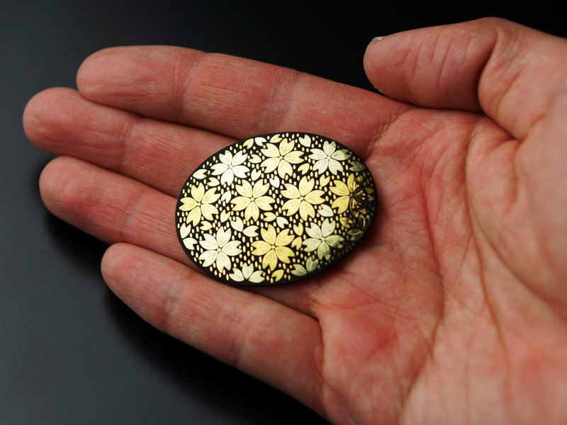 Pure Gold Kyoto Inlay Pendant - Cherry Blossom