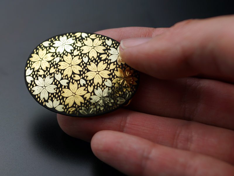 Pure Gold Kyoto Inlay Pendant - Cherry Blossom
