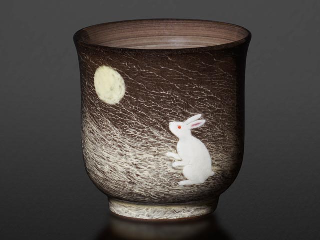 Gagyu Kiln Moon Rabbit Yunomi Japanese Teacup - Arita Ware
