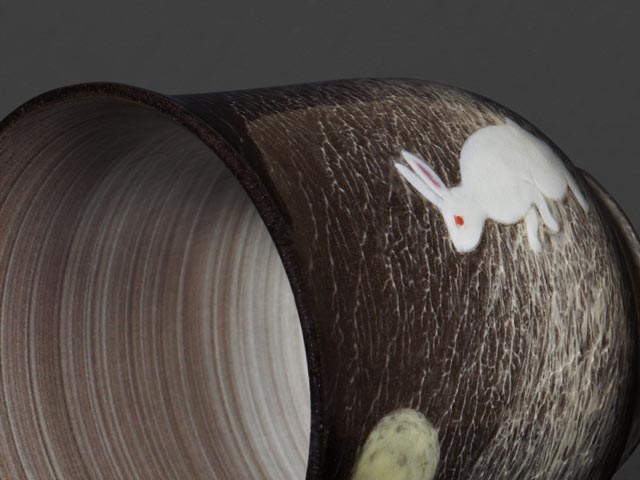 Gagyu Kiln Moon Rabbit Yunomi Japanese Teacup - Arita Ware